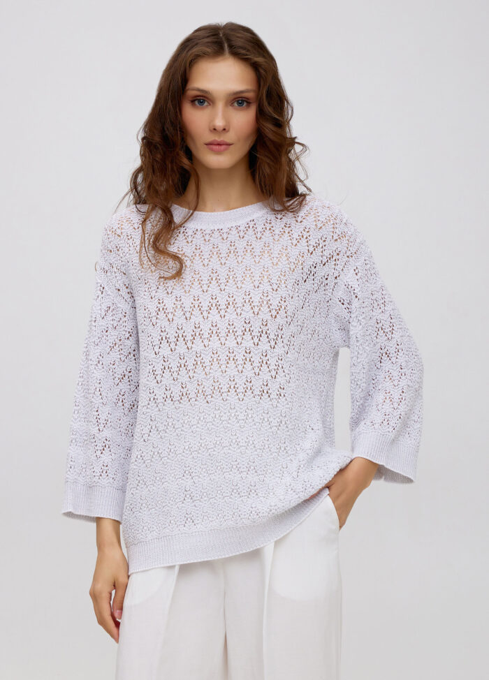 ДЖЕМПЕР БІЛО-СІРИЙ з бавовни 5022