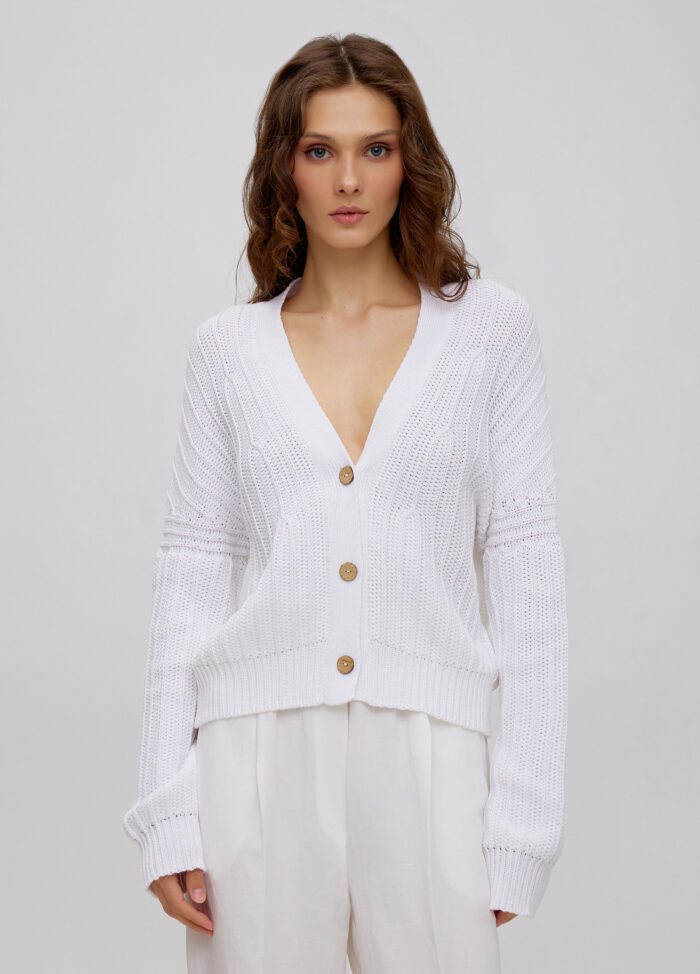КАРДИГАН БІЛИЙ на ґудзиках з бавовни 5062