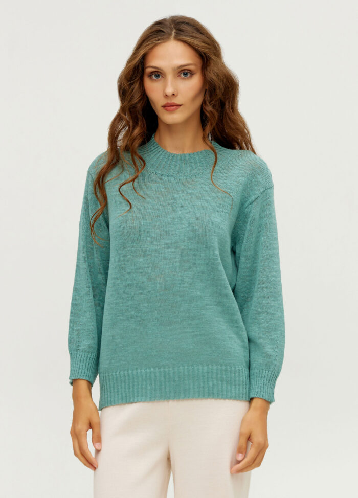 Жіночий джемпер з льоном евкаліпт 5037