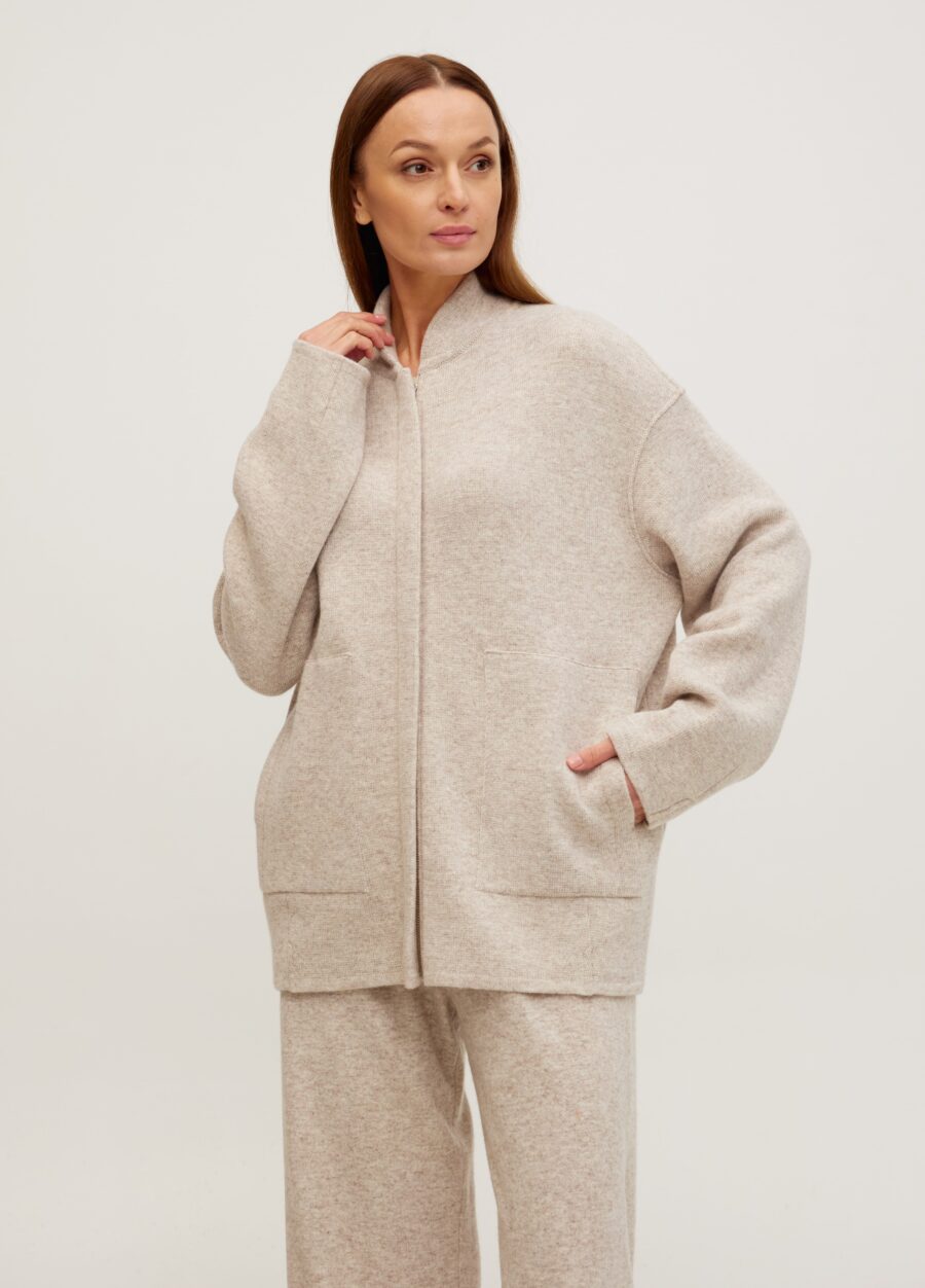 Бежевый жакет из полушерсти ягненка 5108-Одежда_Коллекции_1