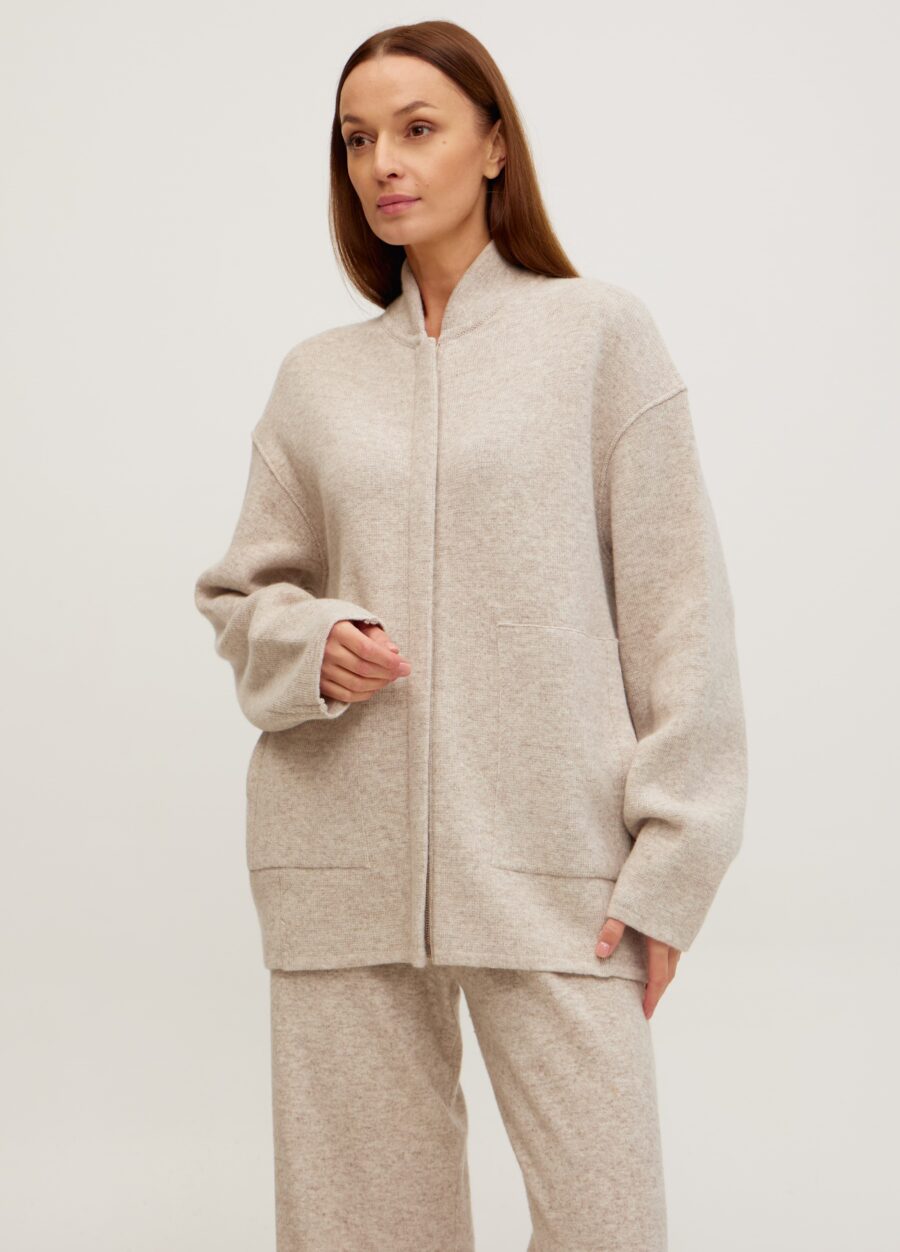 Бежевий жакет з напіввовни ягняти 5108-Жакети та Кардигани_Колекції_1