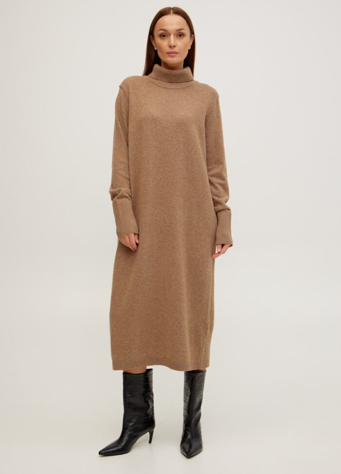 Тепла сукня мокко з напіввовни ягняти 4107