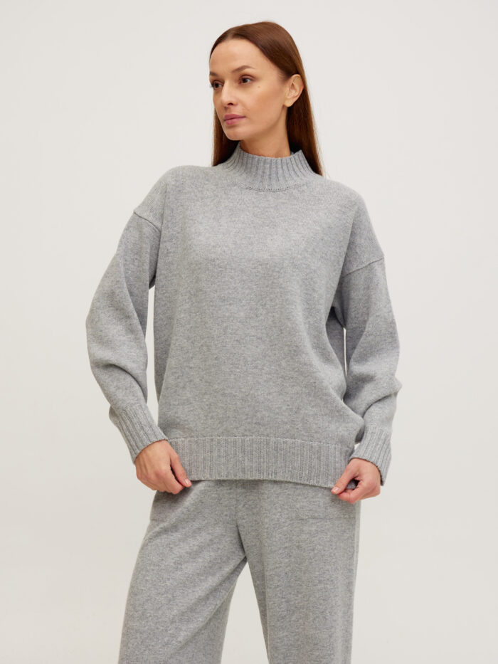 Сірий джемпер із вовни ягняти 5088