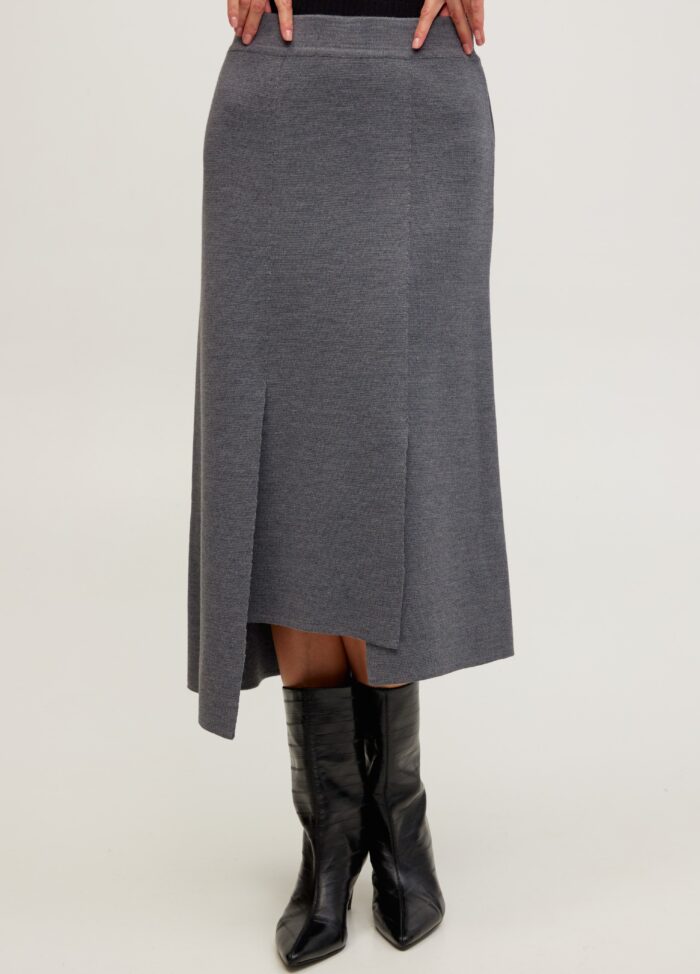 Сіра спідниця з напіввовни 5096