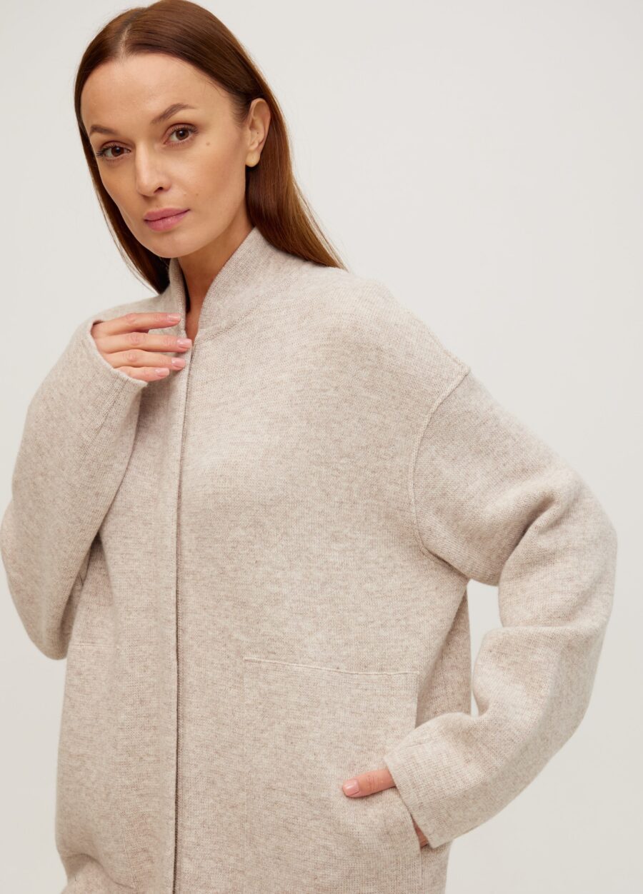 Бежевий жакет з напіввовни ягняти 5108-Жакети та Кардигани_Колекції_3