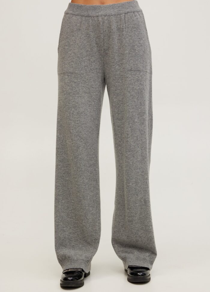 Сірі трикотажні брюки з кишенями 100% вовна 5111