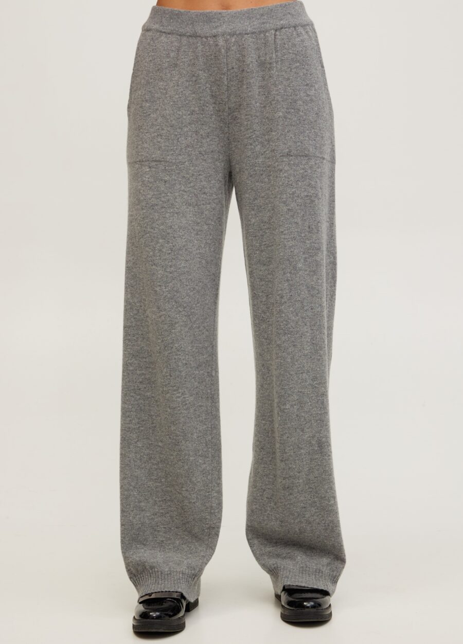 Сірі трикотажні брюки з кишенями 100% вовна 5111-Брюки_Колекції_1