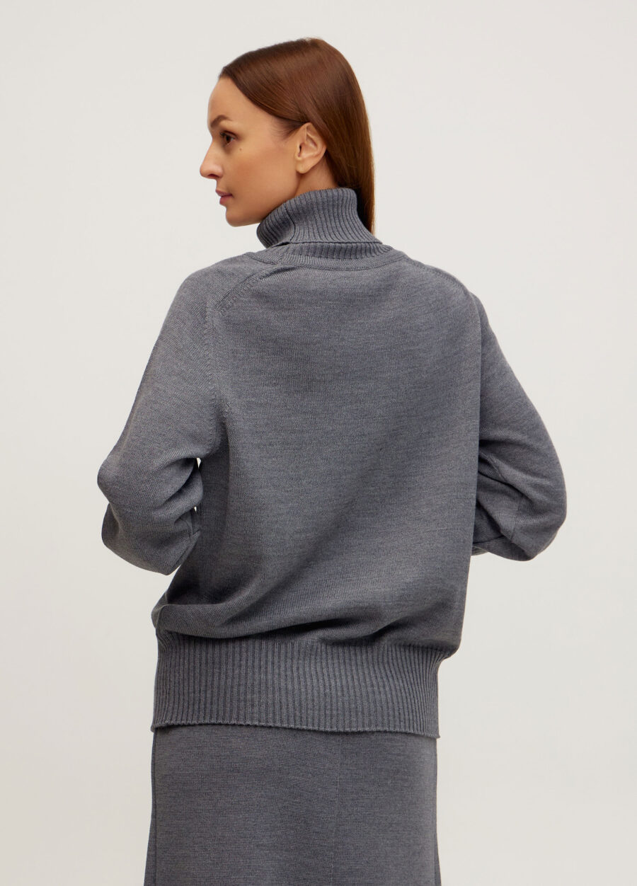 ДЖЕМПЕР ТЕМНО-СІРИЙ напіввовняний з високим воротом 1077-Осінь-Зима_Колекції_4