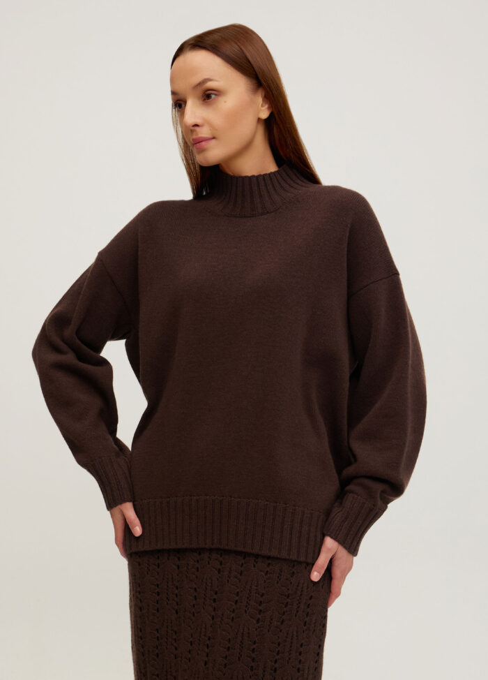 Шоколадний джемпер із вовни ягняти 5088