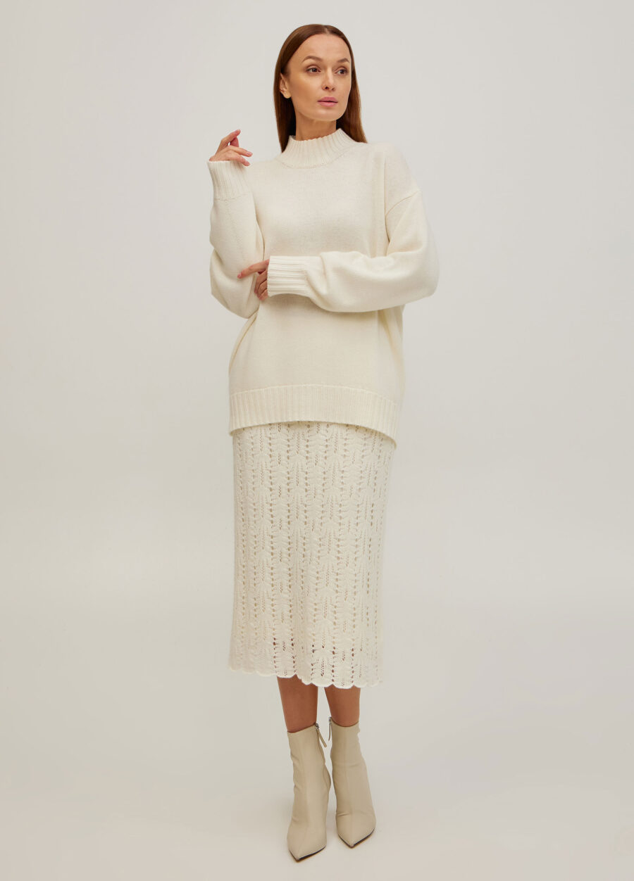 ЮБКА МОЛОЧНАЯ миди с ажурным узором 5103-Одежда_Юбки_5