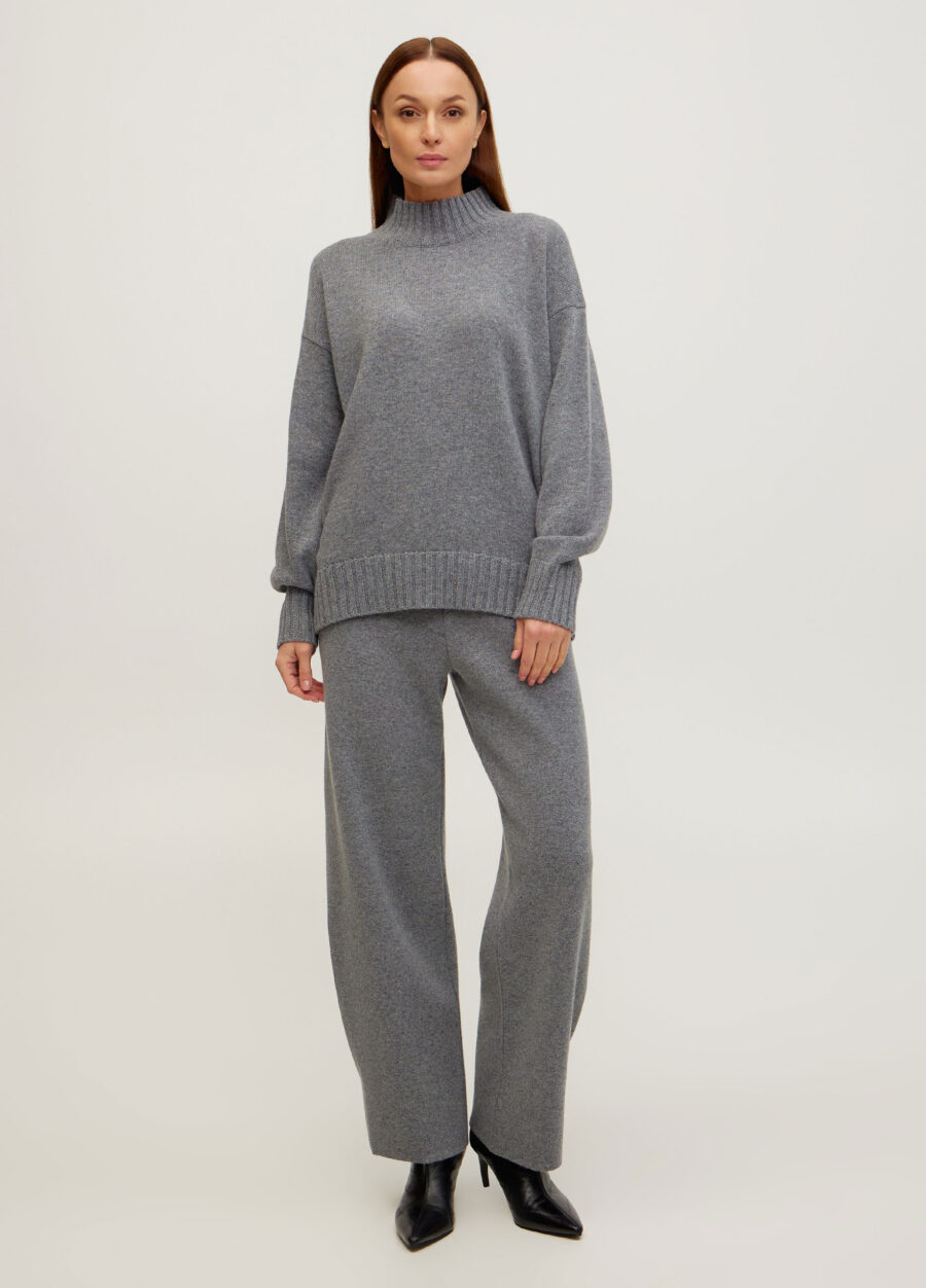 Брюки темно-сірі в’язані штани з вовни ягняти із защипами знизу 5119-Колекції_Осінь-Зима_5