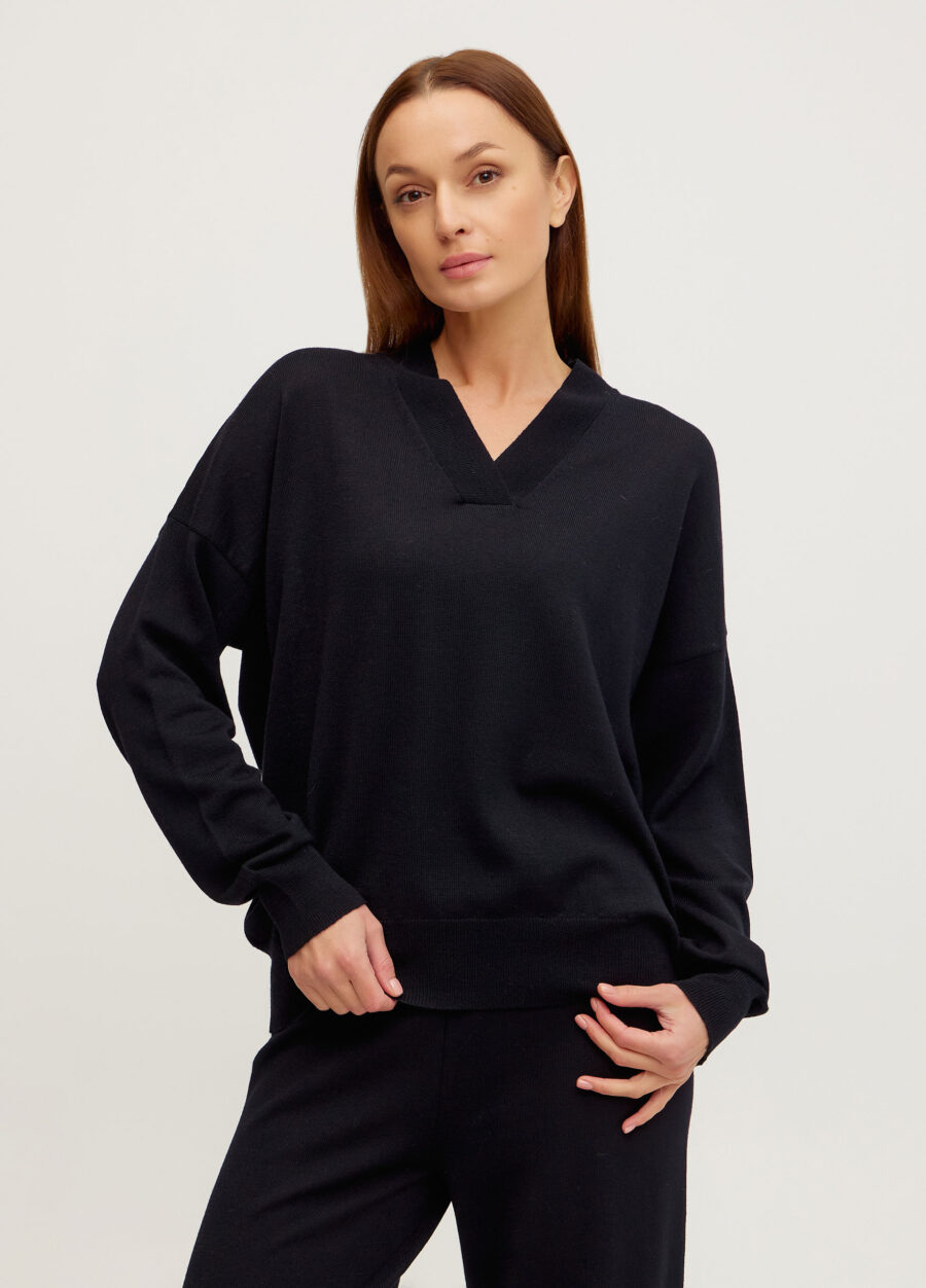 Чорний джемпер із 100% вовни мериноса 5102-Осінь-Зима_Одяг_1