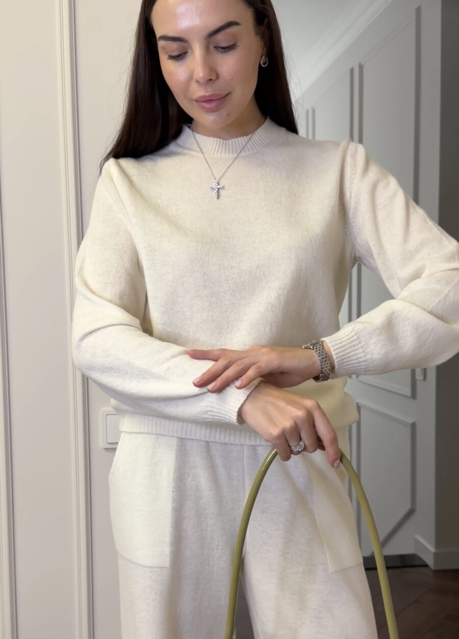 СВИТЕР МОЛОЧНЫЙ базовый теплый из шерсти 5104-Одежда_Джемпера_1