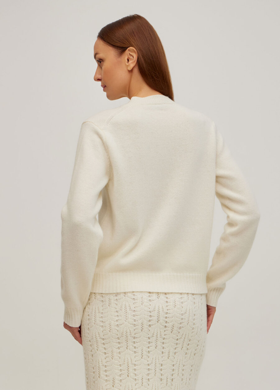 Жіночий базовий молочний в’язаний жакет кардиган на ґудзиках 5106-Жакети та Кардигани_Колекції_3