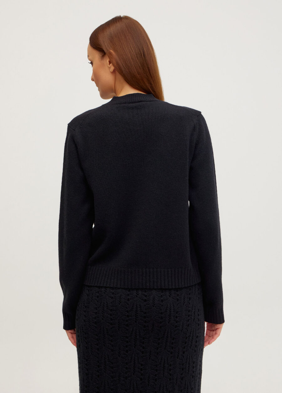 Жіночий базовий чорний в’язаний жакет кардиган на ґудзиках 5106-Жакети та Кардигани_Осінь-Зима_4