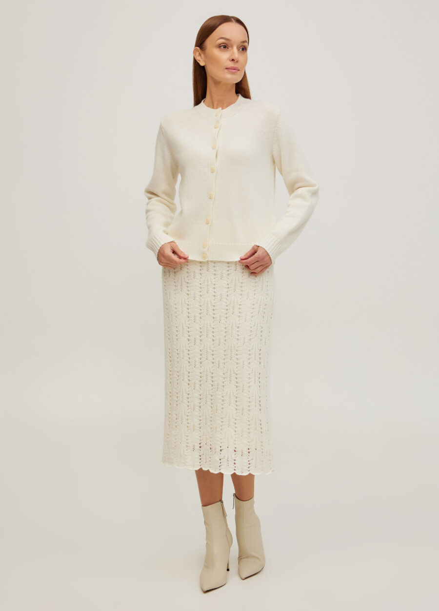 Жіночий базовий молочний в’язаний жакет кардиган на ґудзиках 5106-Жакети та Кардигани_Колекції_5