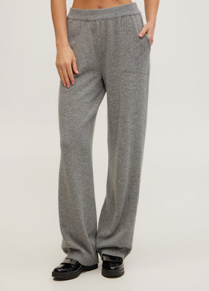 Серые трикотажные брюки с карманами 100% шерсть 5111