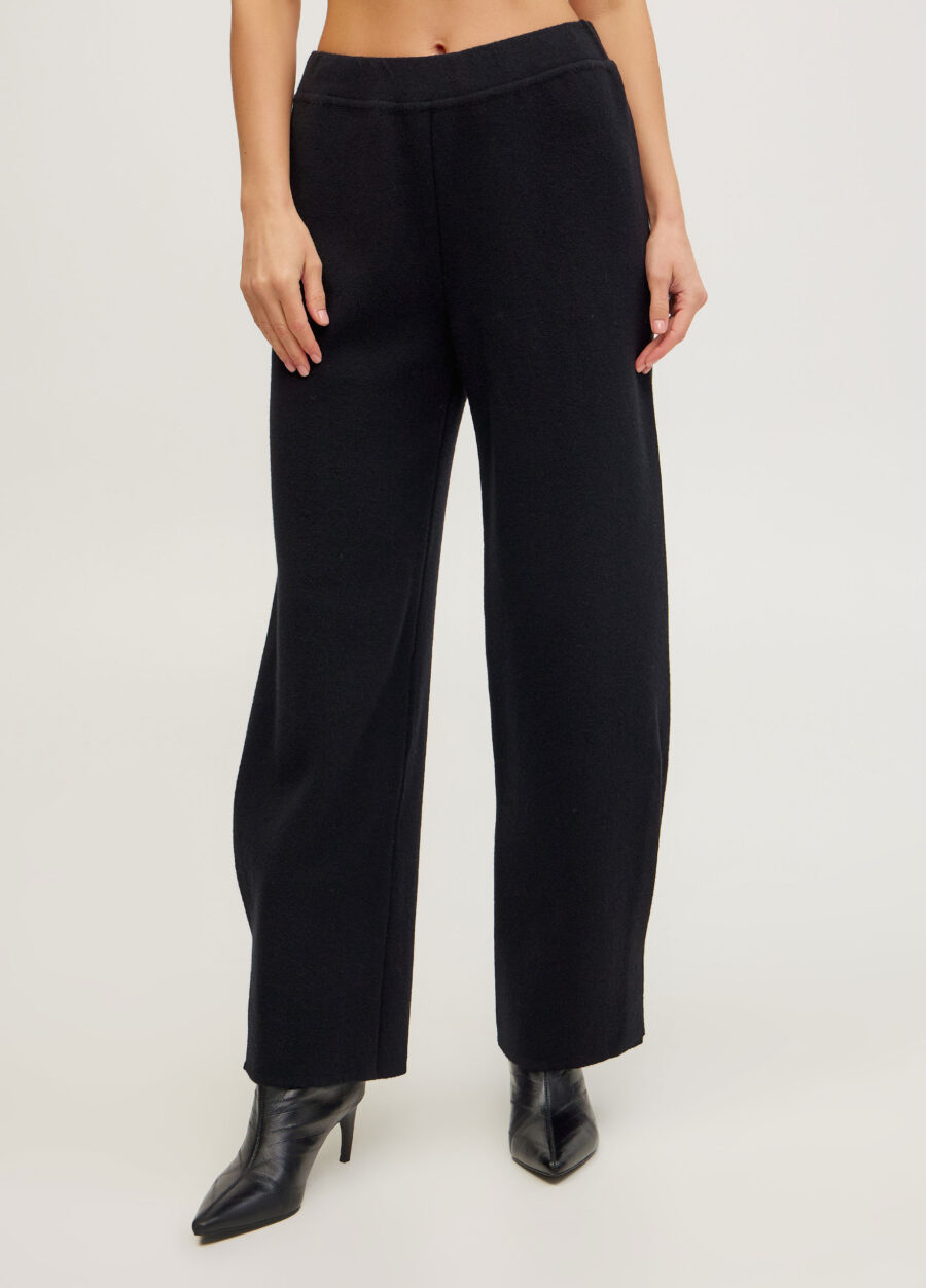 Брюки чорні в’язані штани з 100% вовни ягняти із защипами знизу 5123-Колекції_Осінь-Зима_3