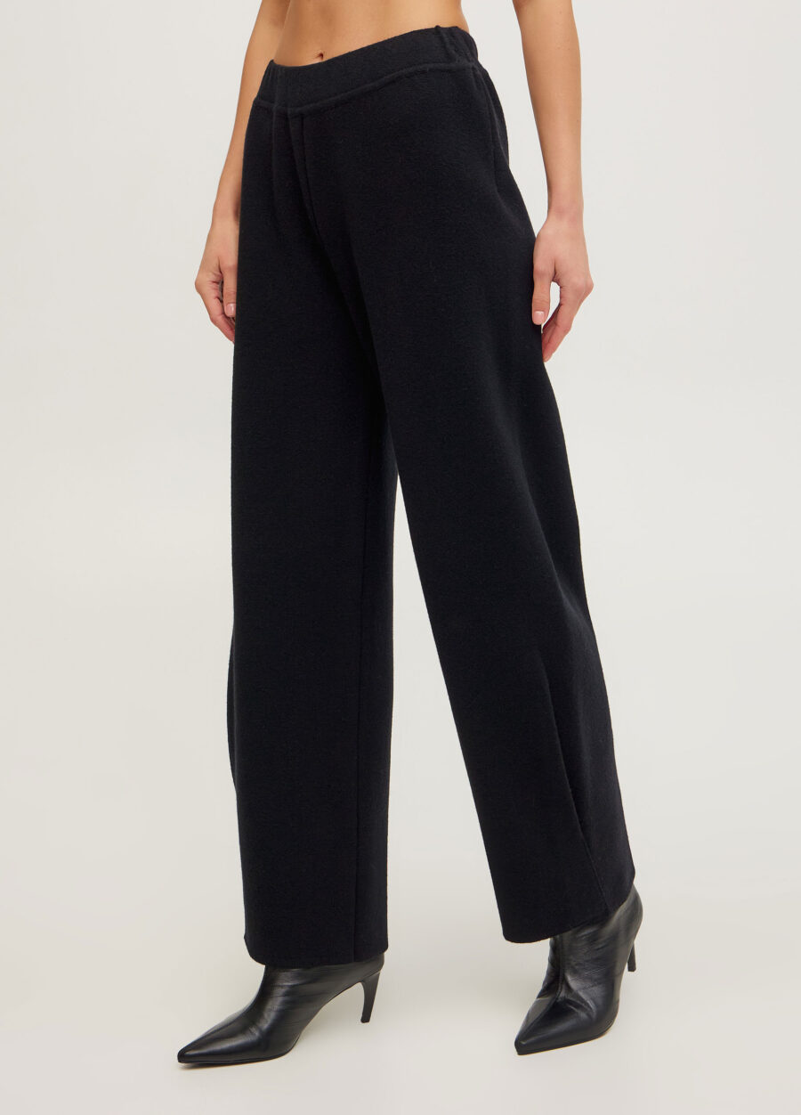 Брюки чорні в’язані штани з 100% вовни ягняти із защипами знизу 5123-Колекції_Осінь-Зима_2