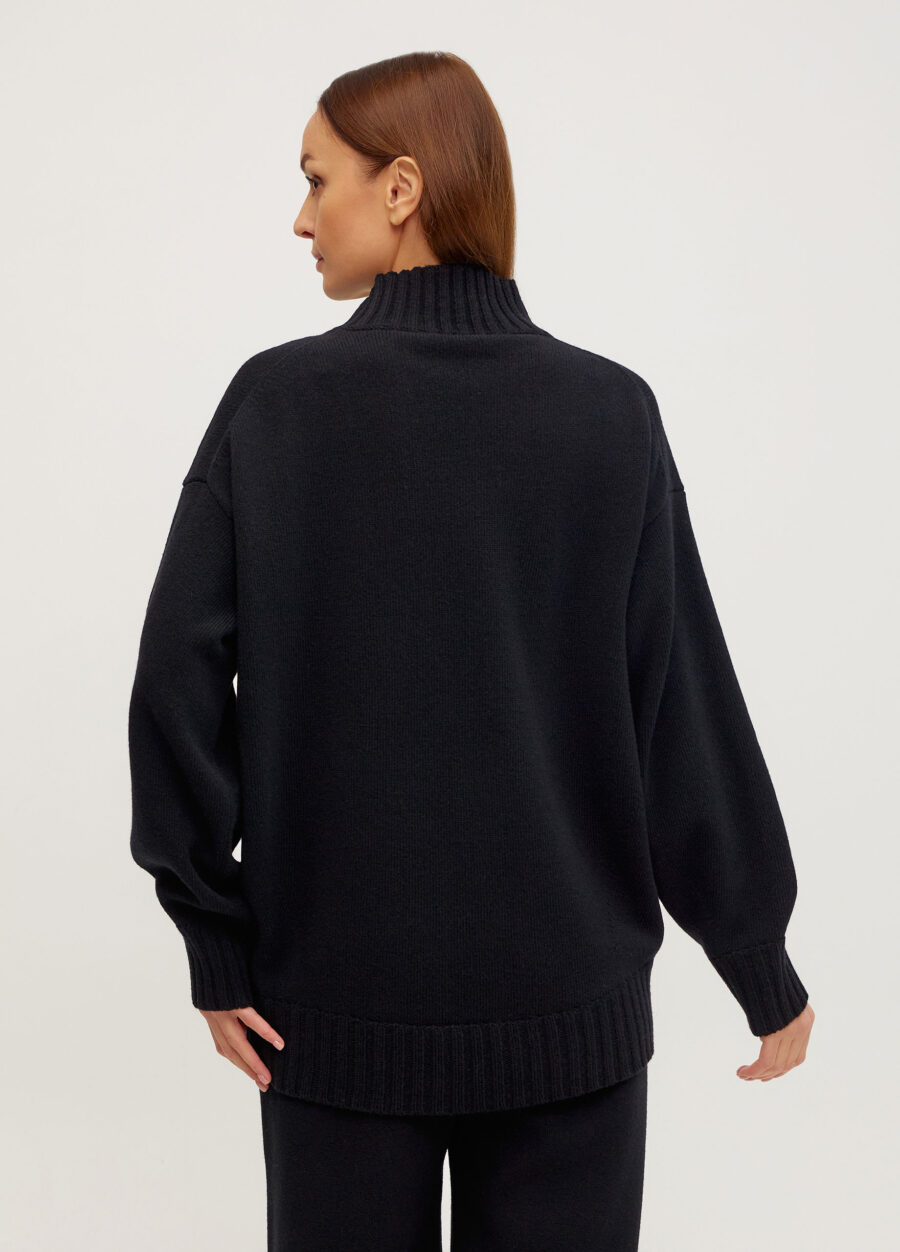 Чорний джемпер із 100% вовни ягняти 5124-Осінь-Зима_Одяг_3