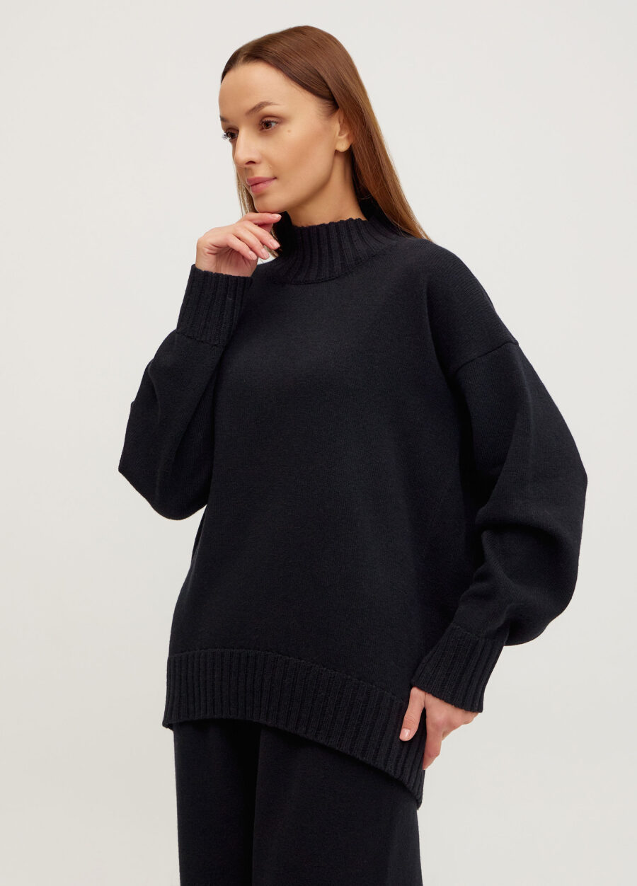 Чорний джемпер із 100% вовни ягняти 5124-Осінь-Зима_Одяг_2