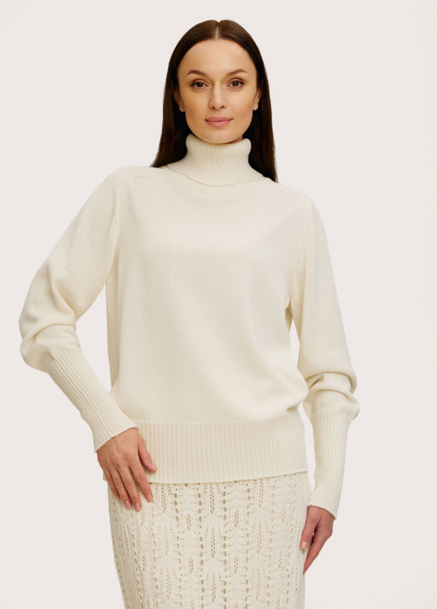 ДЖЕМПЕР МОЛОЧНИЙ напіввовняний з високим горлом 1077-Осінь-Зима_Одяг_1