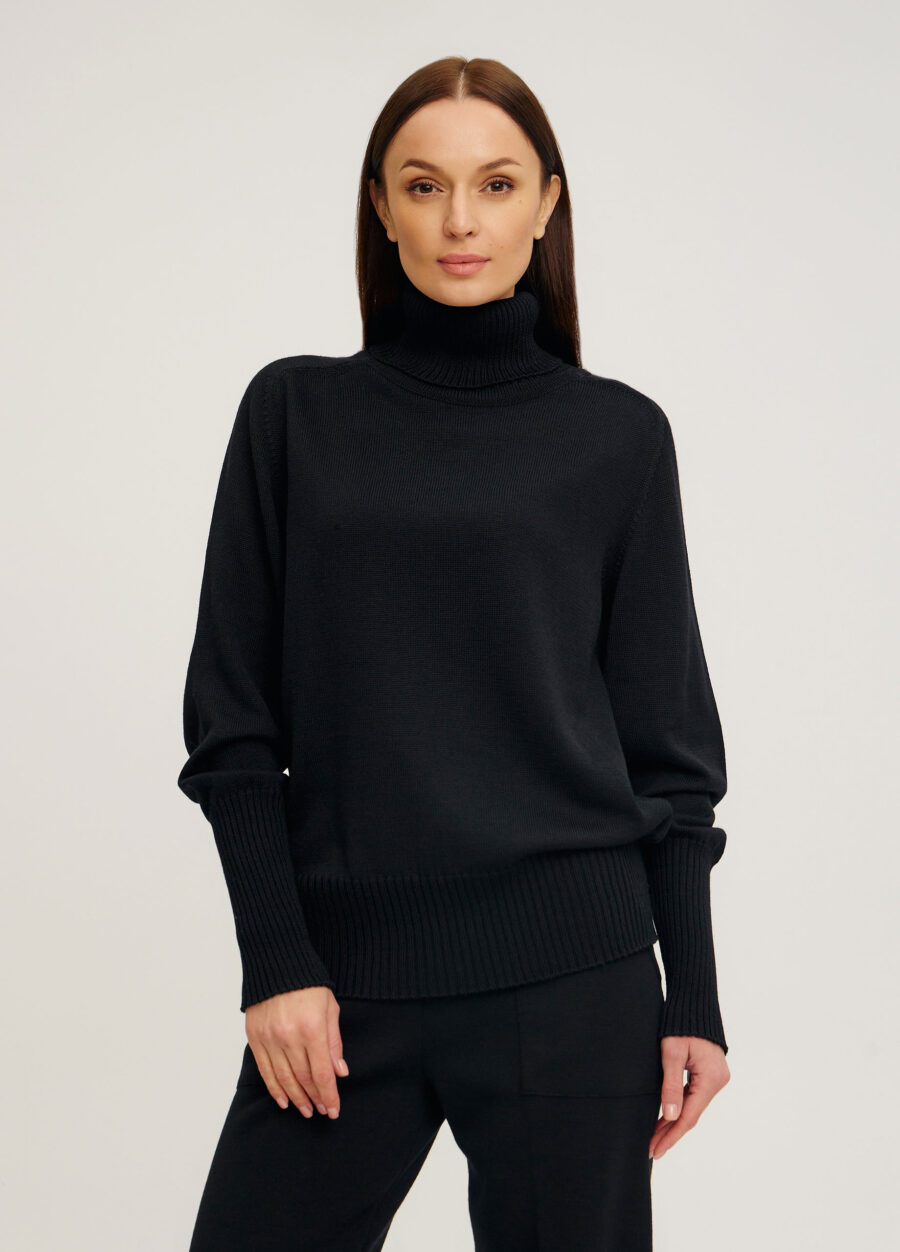 ДЖЕМПЕР ЧОРНИЙ напіввовняний з високим воротом 1077-Осінь-Зима_Колекції_3