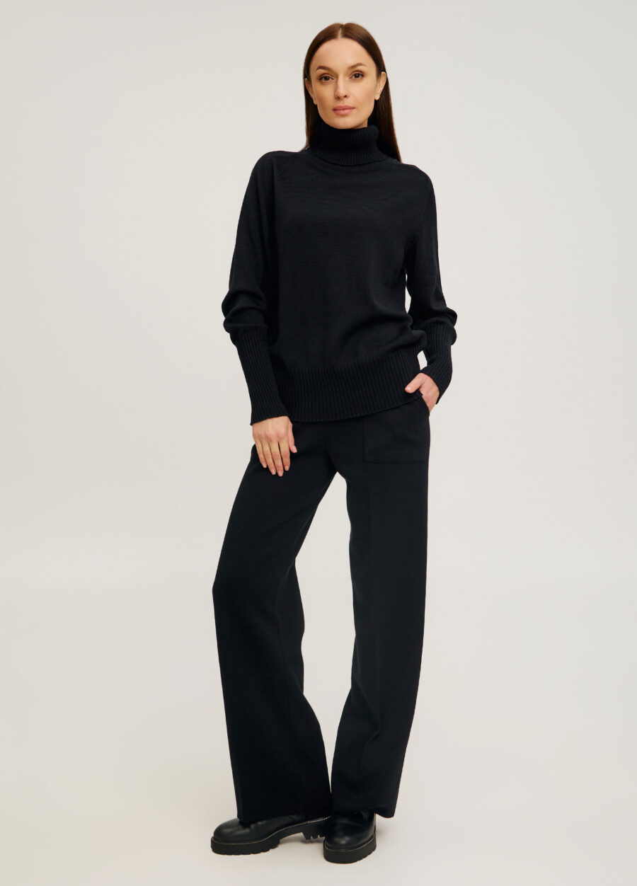 ДЖЕМПЕР ЧОРНИЙ напіввовняний з високим воротом 1077-Осінь-Зима_Колекції_5