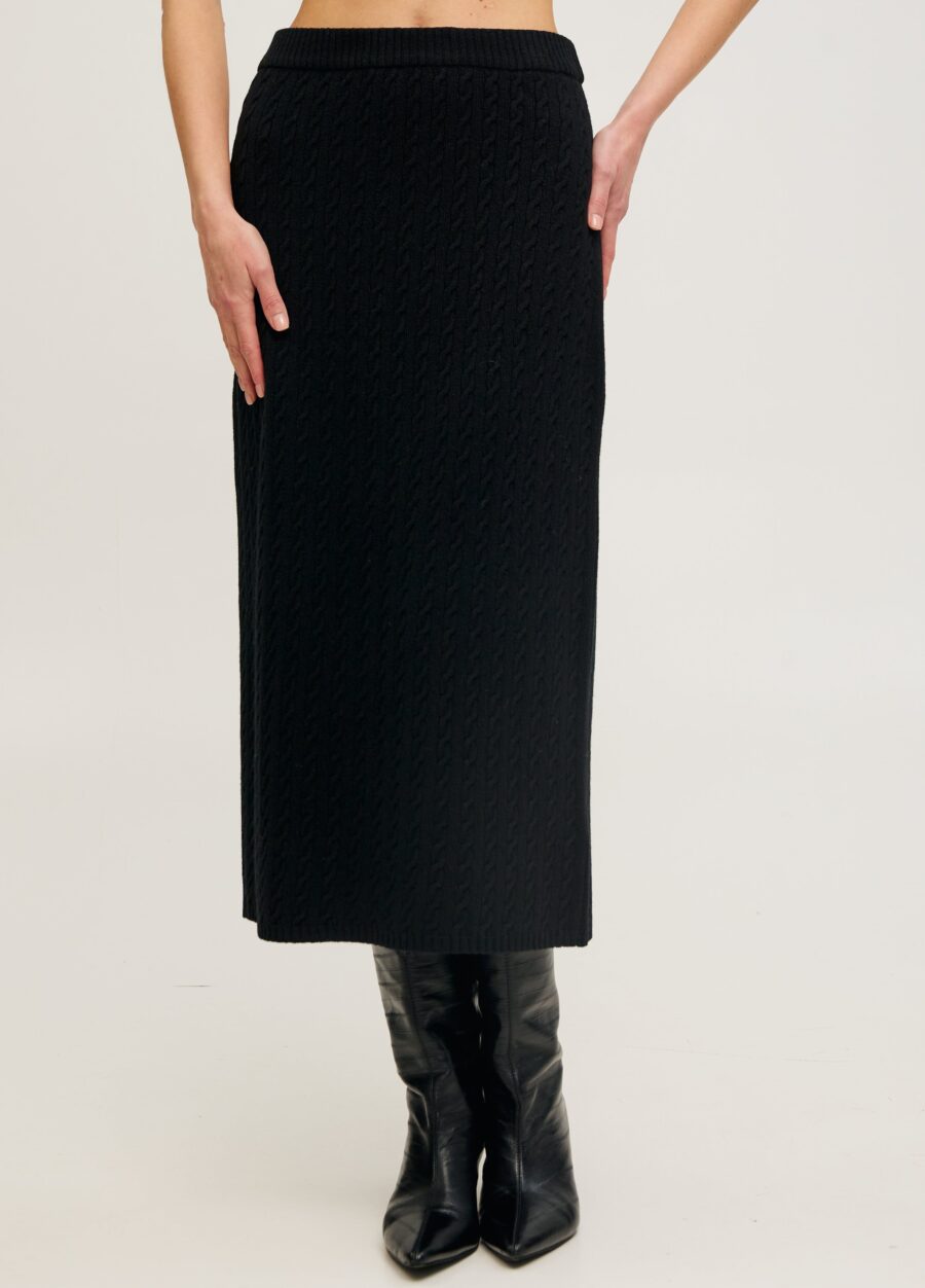 СПІДНИЦЯ ЧОРНА міді косами з вовни 4078-Колекції_Осінь-Зима_1