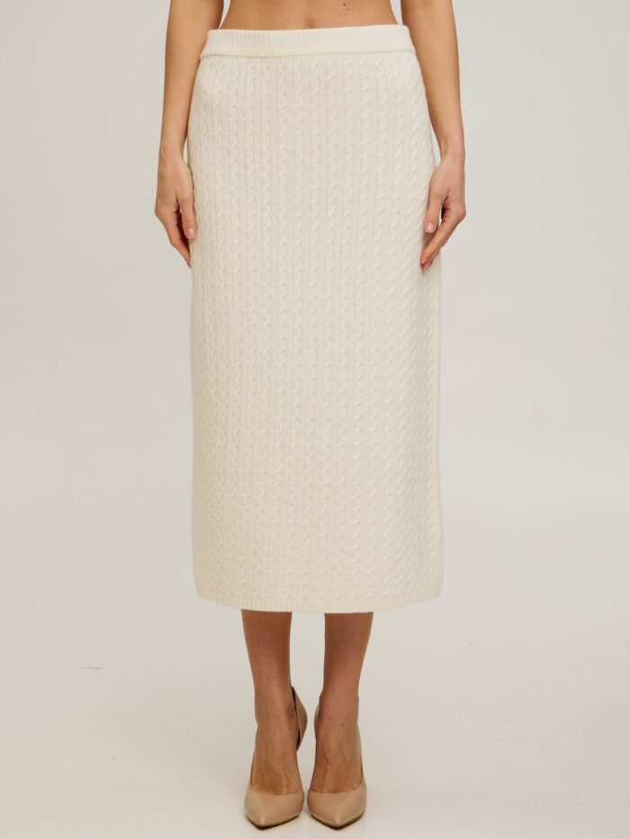 СПІДНИЦЯ МОЛОЧНА міді косами з вовни 4078