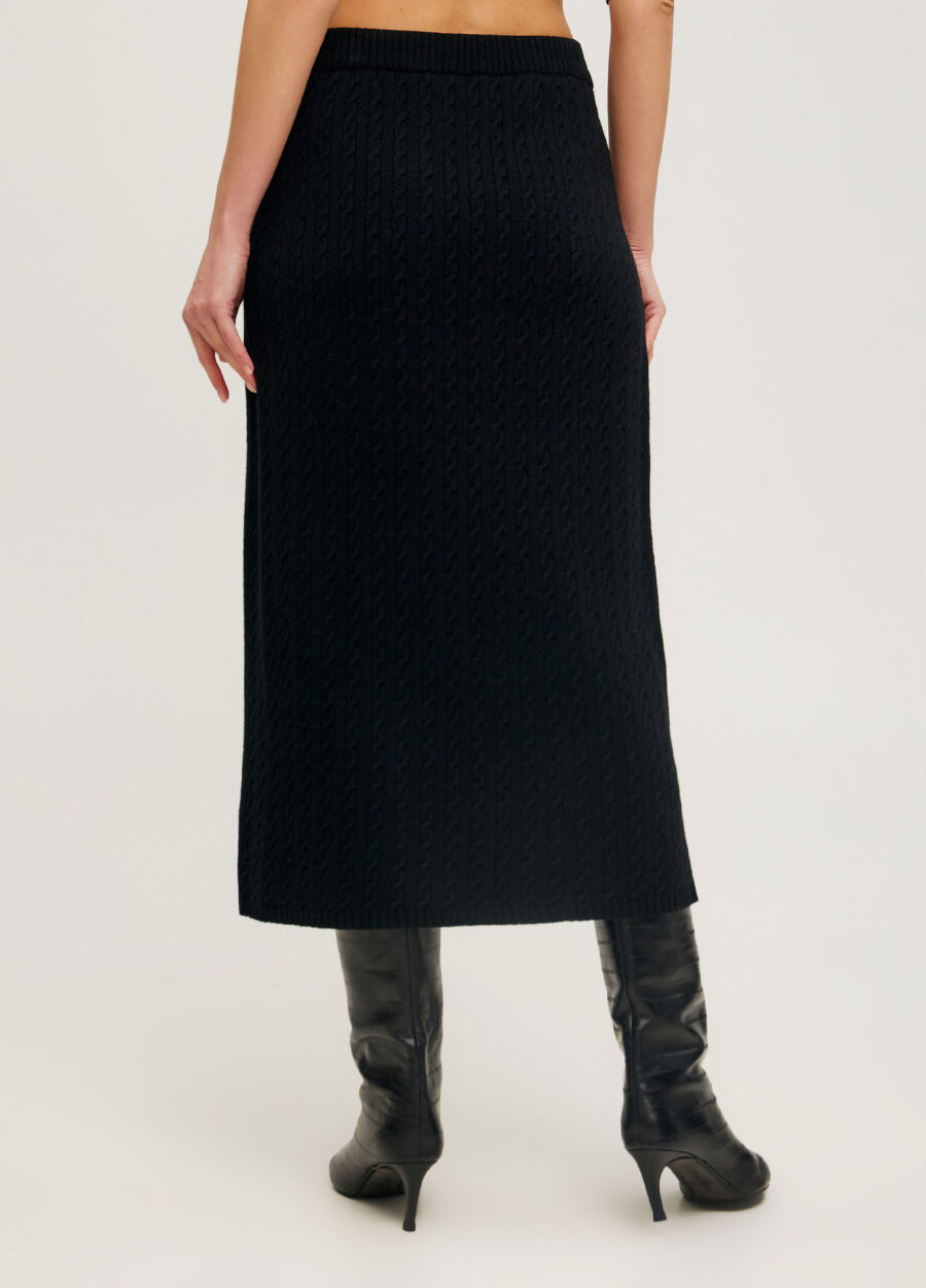 СПІДНИЦЯ ЧОРНА міді косами з вовни 4078-Осінь-Зима_Одяг_3
