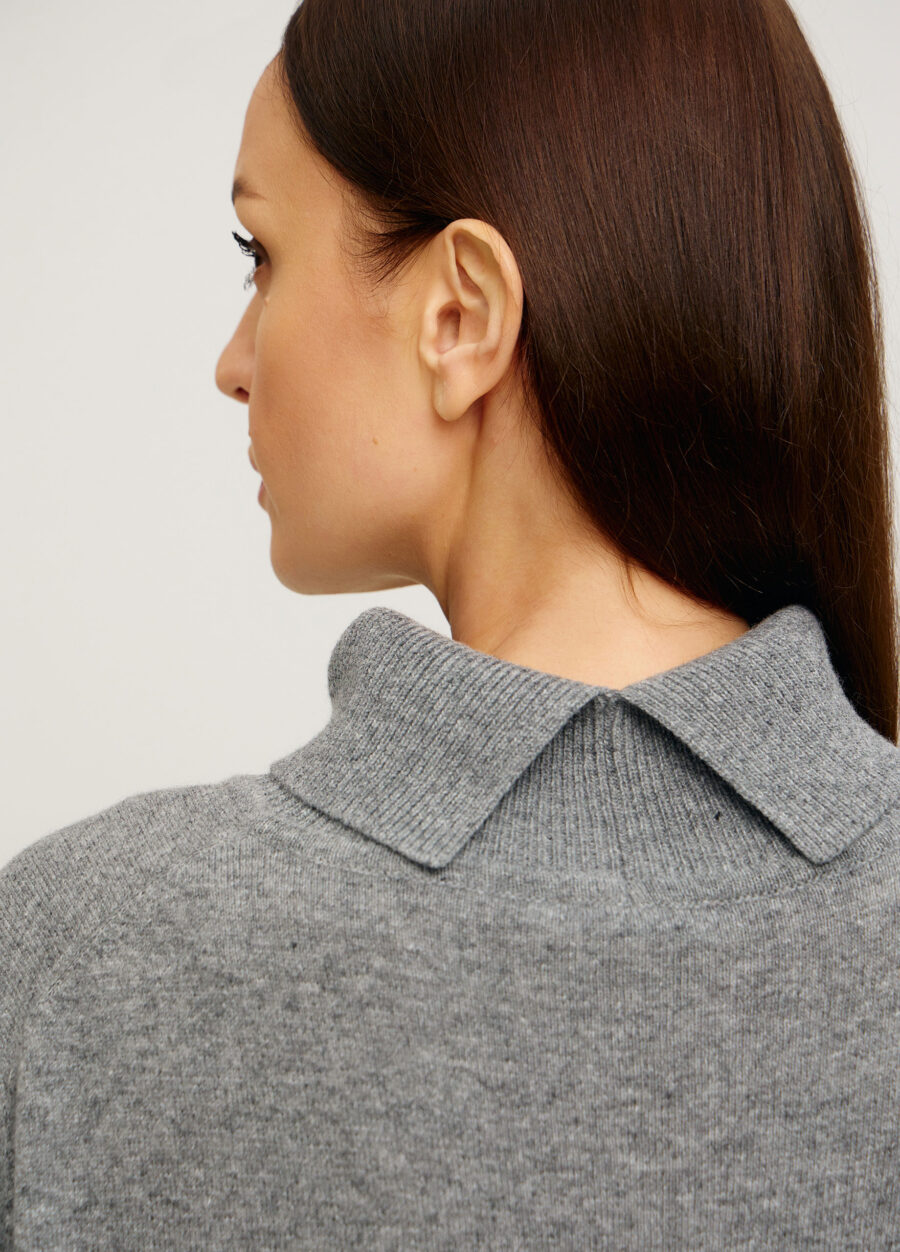 ПЛАТЬЕ ТЕМНО-СИРАЯ теплая медь из полушерсти ягненка 4107-Одежда_Платья_5