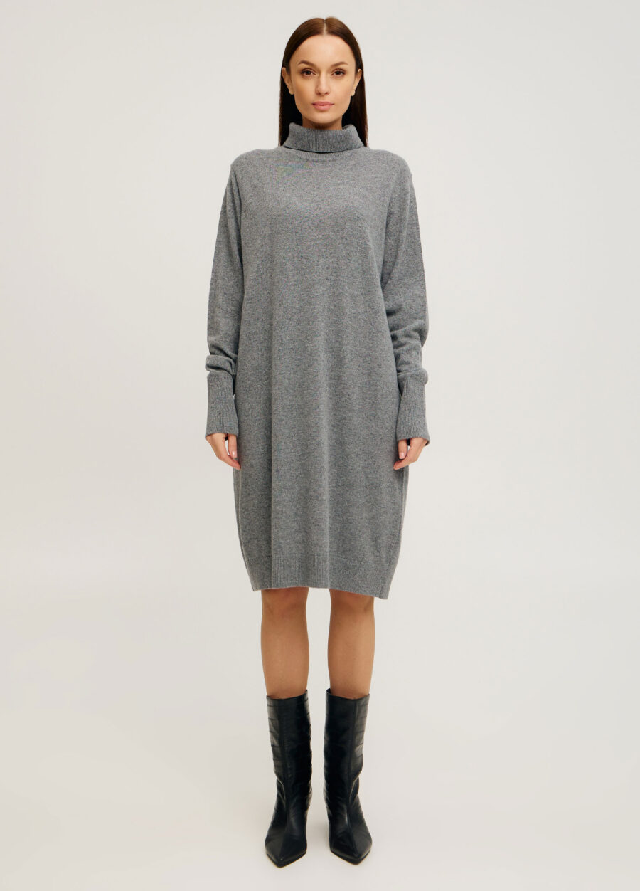 СУКНЯ ТЕМНО-СІРА тепла з напіввовни ягняти 4134-Одяг_Сукні_1