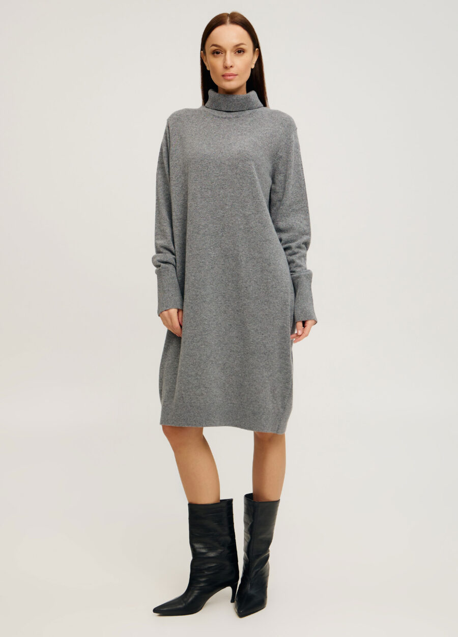 СУКНЯ ТЕМНО-СІРА тепла з напіввовни ягняти 4134-Одяг_Сукні_2