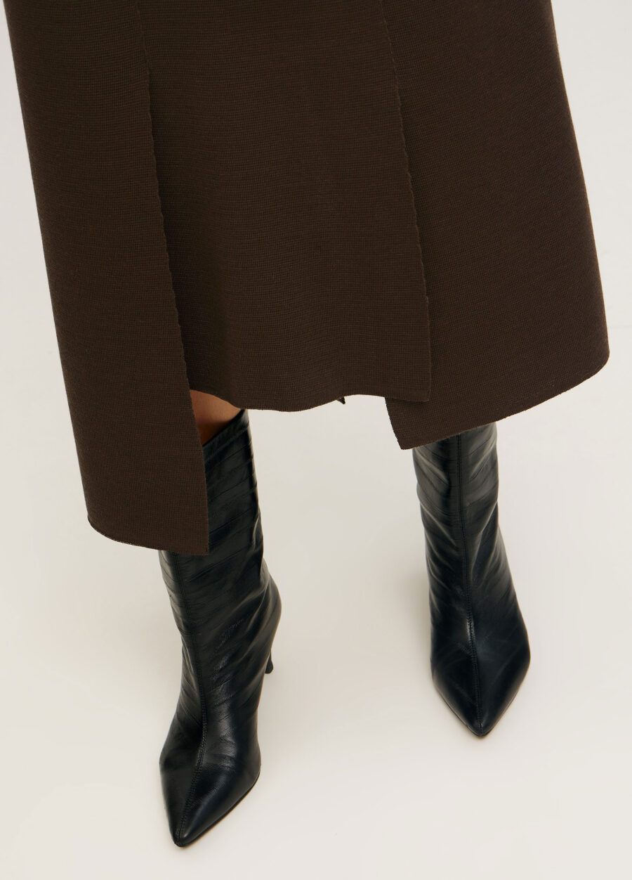 СПІДНИЦЯ КОРИЧНЕВА міді з напіввовни 5096-Колекції_Осінь-Зима_2