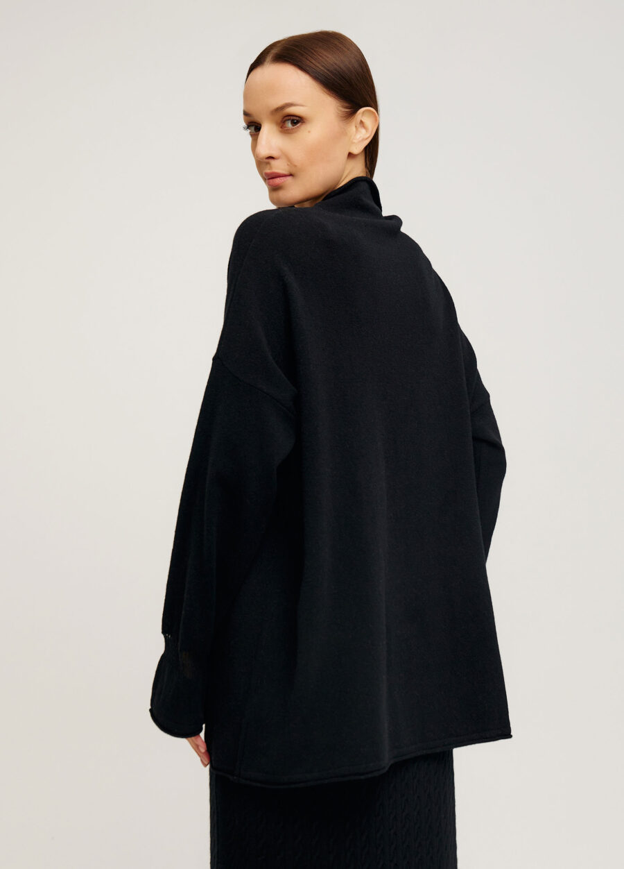 ДЖЕМПЕР ЧОРНИЙ подовжений oversize із вовни ягняти 5097-Осінь-Зима_Одяг_5