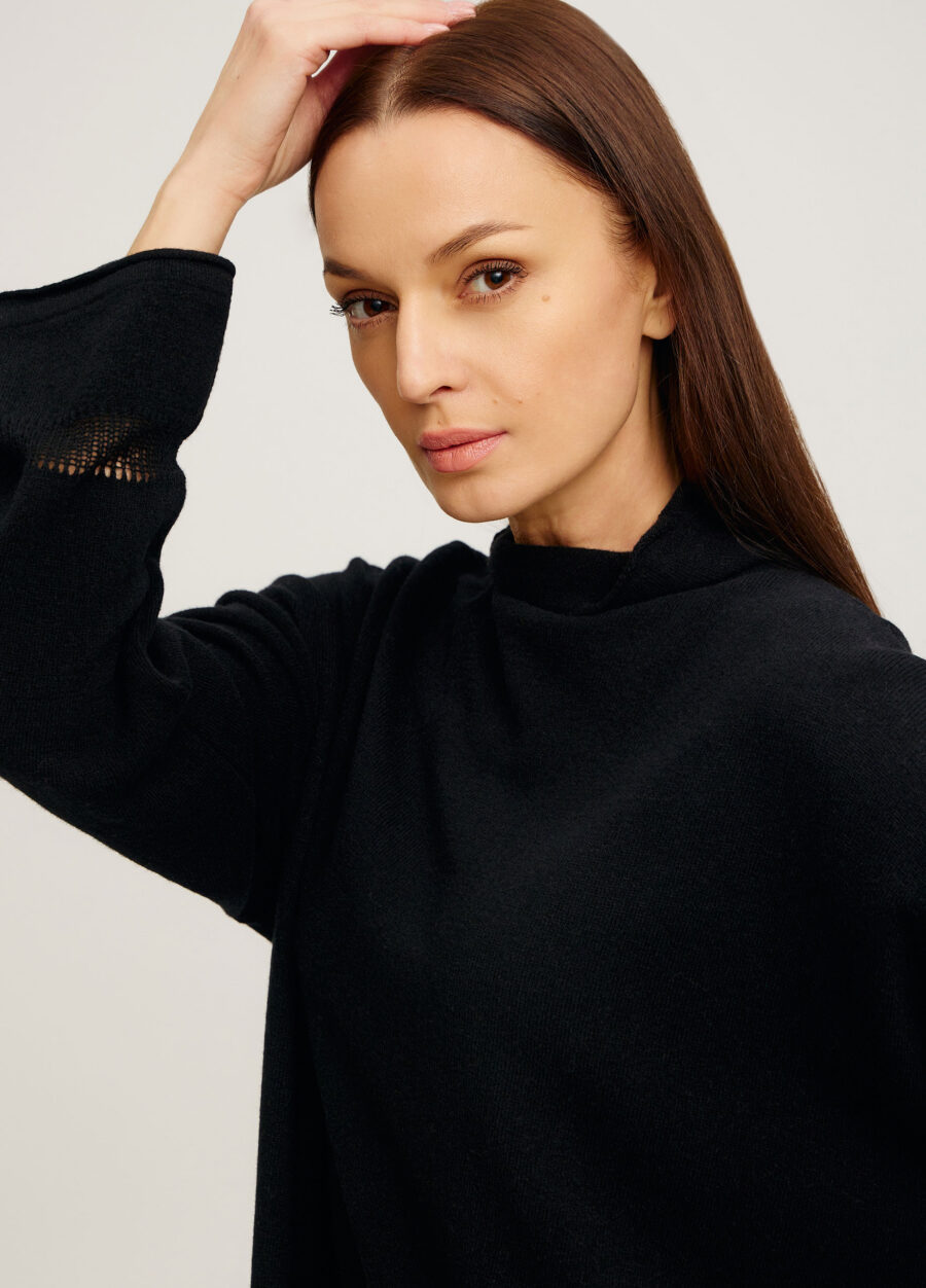 ДЖЕМПЕР ЧОРНИЙ подовжений oversize із вовни ягняти 5097-Осінь-Зима_Одяг_2
