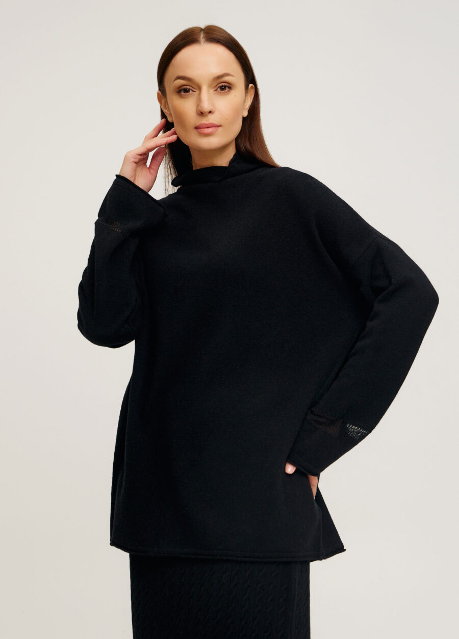 ДЖЕМПЕР ЧОРНИЙ подовжений oversize із вовни ягняти 5097-Осінь-Зима_Одяг_4