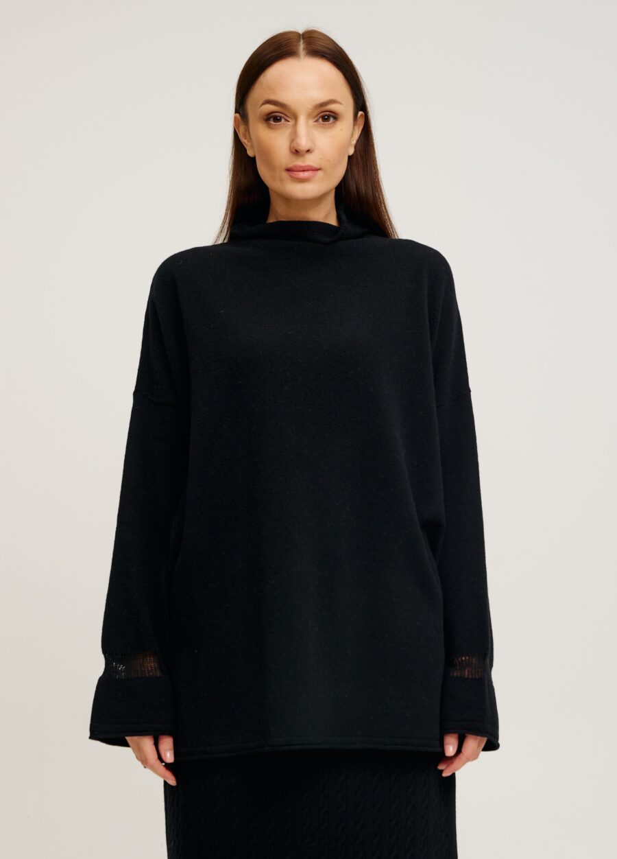 ДЖЕМПЕР ЧОРНИЙ подовжений oversize із вовни ягняти 5097-Колекції_Осінь-Зима_1