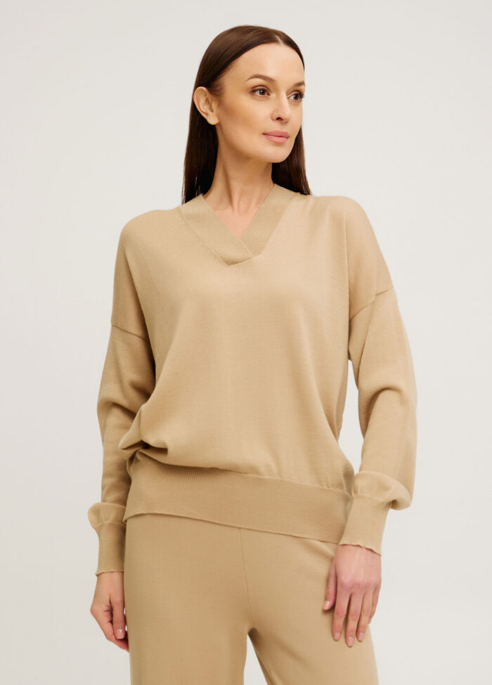 ДЖЕМПЕР БЕЖ із 100% вовни мериноса 5102