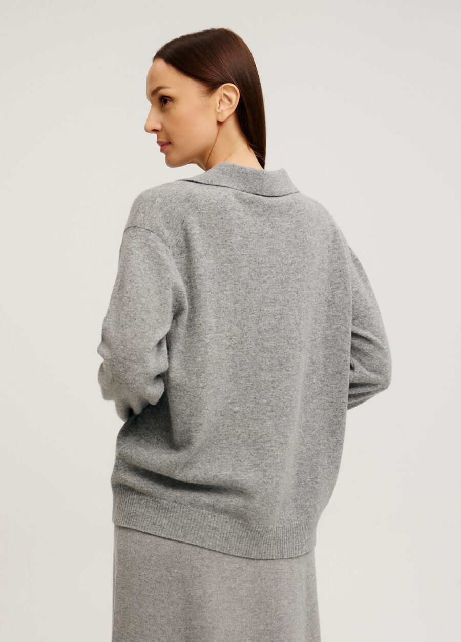 ДЖЕМПЕР СІРИЙ поло із вовни ягняти 5122-Колекції_Осінь-Зима_4