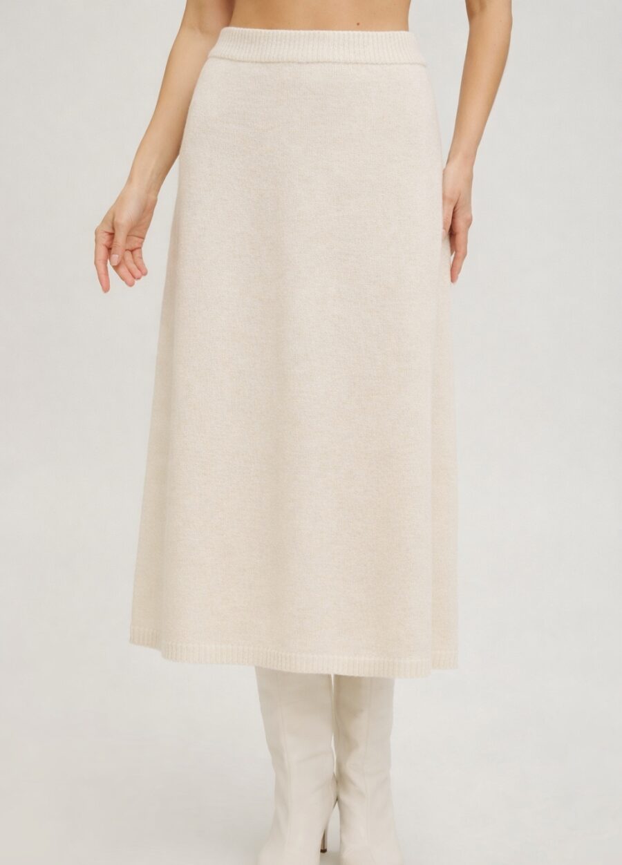 МОЛОЧНАЯ ЮБКА МИДИ ИЗ 100% ШЕРСТИ ЯГНЕНКА 5138-Коллекции_Осень-Зима_1