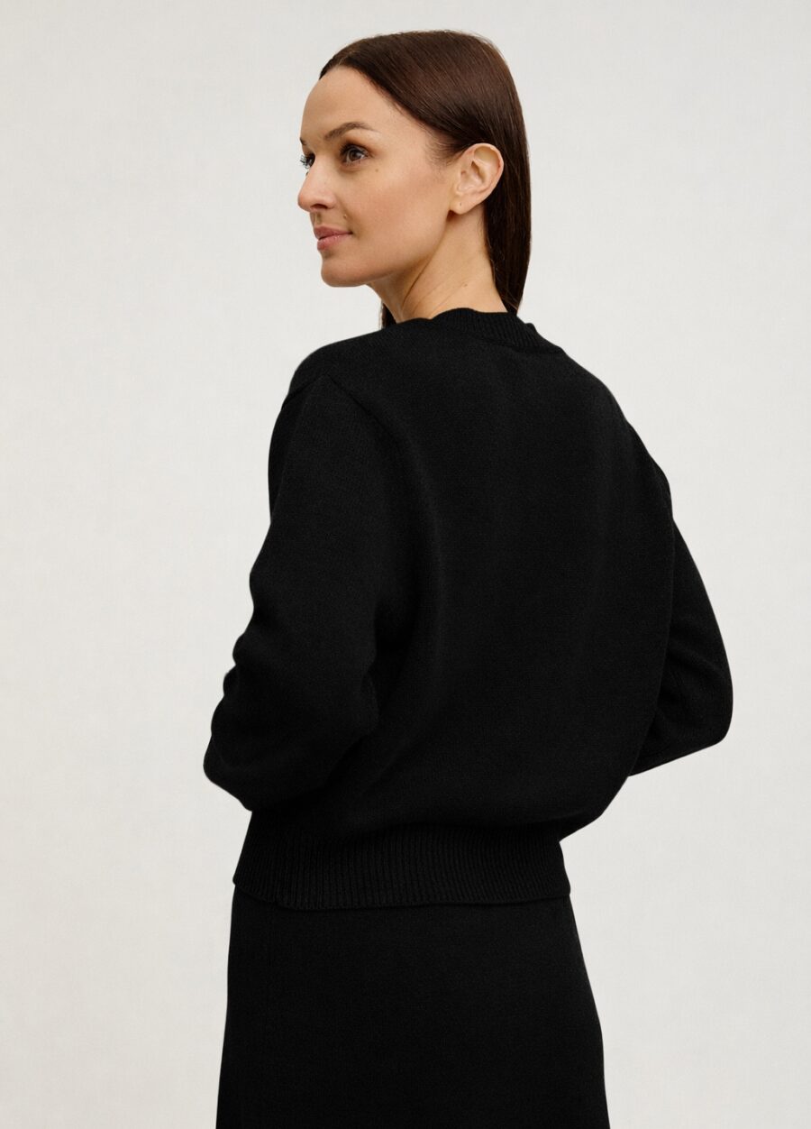 ЧОРНИЙ ЖАКЕТ ЗІ 100% ВОВНИ ЯГНЯТИ НА ГУДЗИКАХ 5140-Жакети та Кардигани_Колекції_2