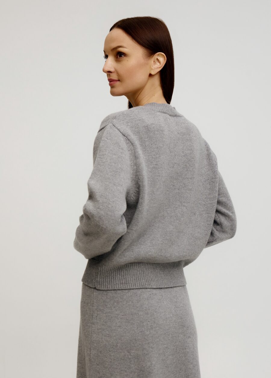 СІРИЙ ЖАКЕТ ЗІ 100% ВОВНИ ЯГНЯТИ НА ГУДЗИКАХ 5140-Колекції_Осінь-Зима_2