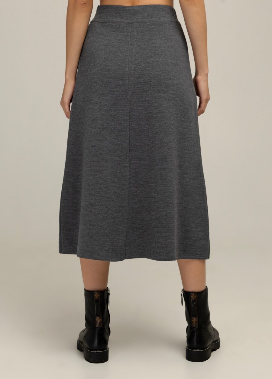 ЮБКА СЕРА миди с карманами А-силуэт 3064-Коллекции_Осень-Зима_2