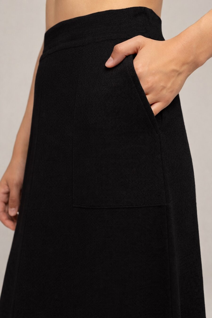 ЮБКА ЧЕРНАЯ миди с карманами А-силуэт 3064-Одежда_Юбки_2