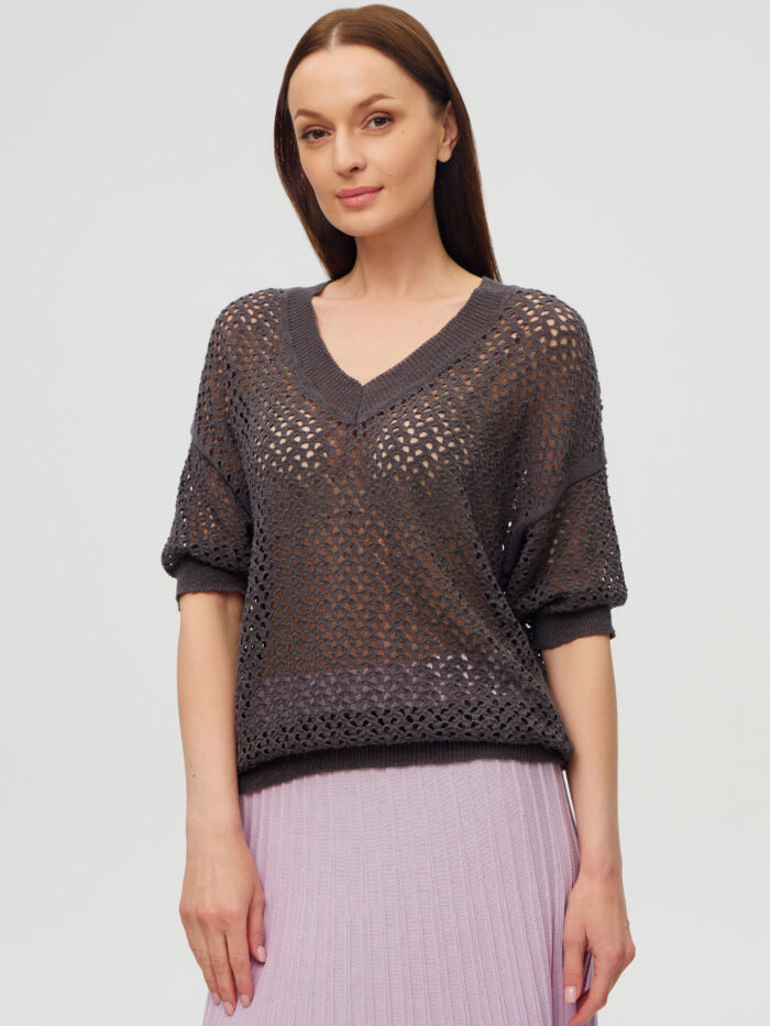 ДЖЕМПЕР СІРИЙ ажурний з бавовни 3076