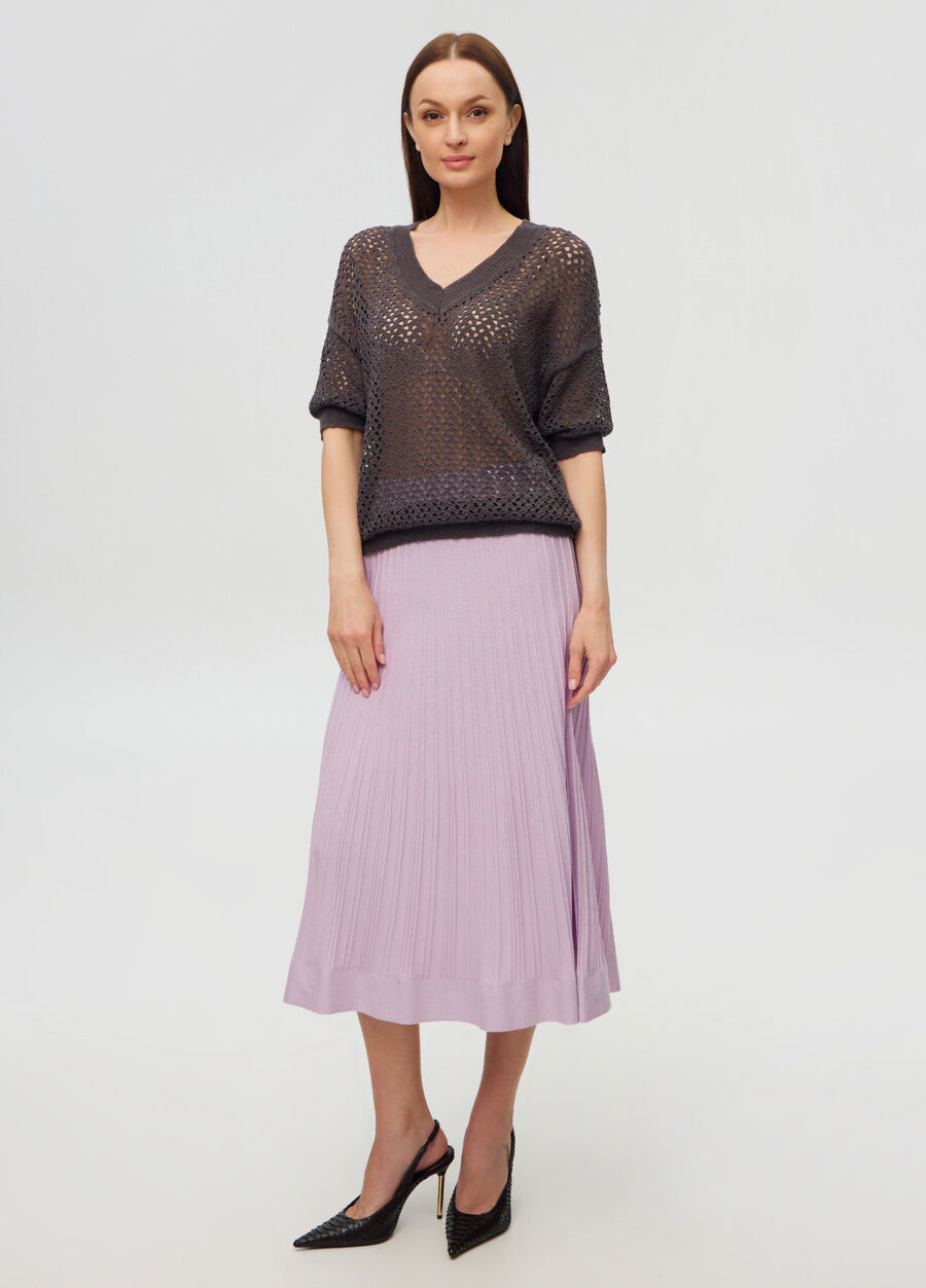 ДЖЕМПЕР СІРИЙ ажурний з бавовни 3076-Одяг_Джемпери_4