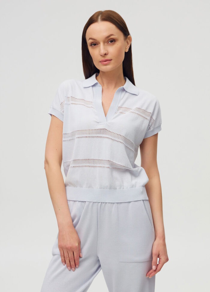 ДЖЕМПЕР БЛАКИТНИЙ поло із 100% бавовни  4063