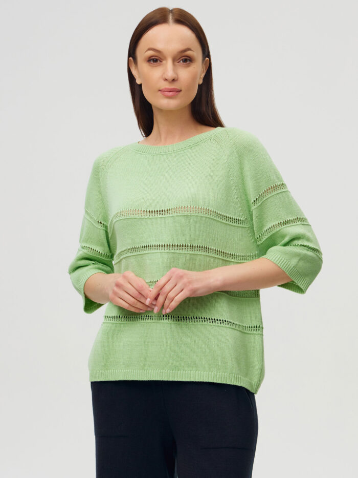 ДЖЕМПЕР САЛАТОВИЙ з перфорованими вставками 5051